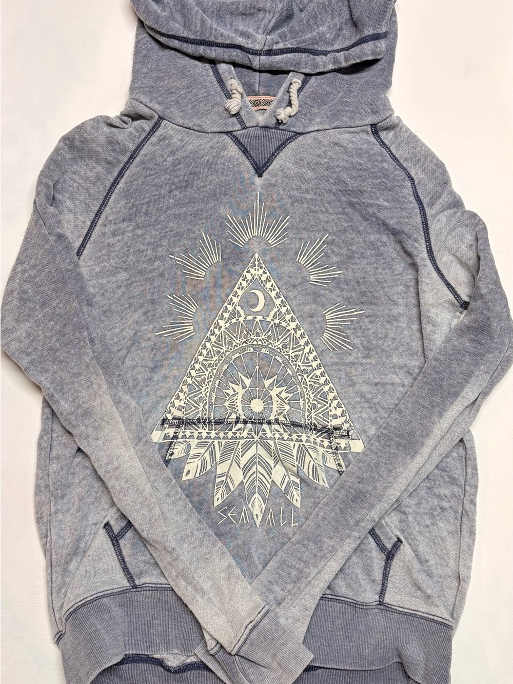 Women’s Hooded Pullover Sweatshirt hoodie with Geometric Sun & Moon Graphic